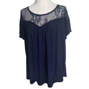 Per Ception Plus Lace Top Blue sz 2X